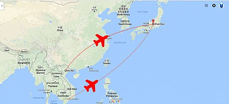 Khoảng cách từ Việt Nam đến Nhật Bản là bao xa?